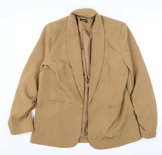 Boohoo Women's Brown Blazer, Size 12, Shawl Lapel