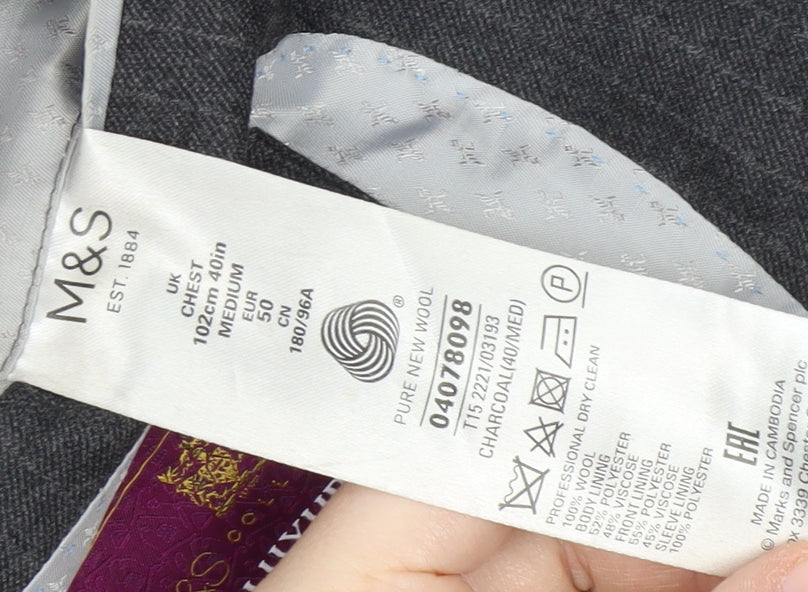 Mens UK Size 40 Marks and Spencer Regular Grey Suit Jacket
