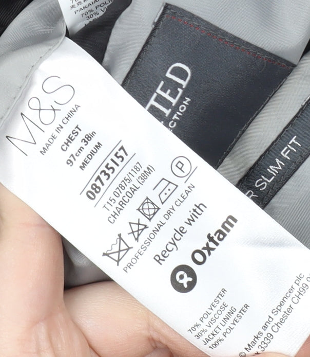 Mens UK Size 38 Marks and Spencer Regular Grey Suit Jacket