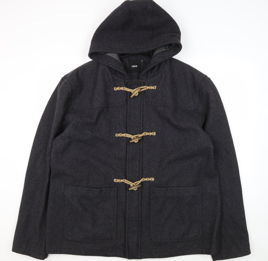 ASOS Men's Black Hooded Duffle Coat XL