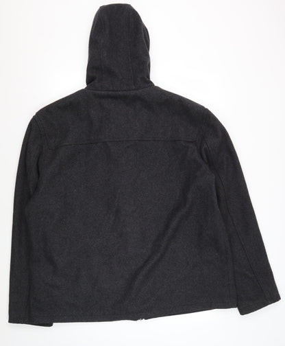 ASOS Men's Black Hooded Duffle Coat XL