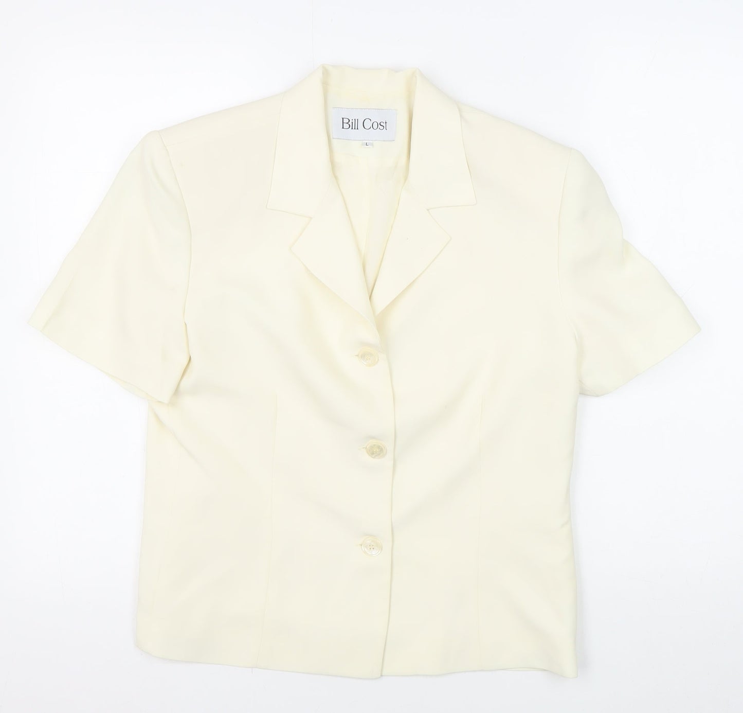 Bill Cost Womens Ivory Blazer Large Short Sleeve Notch Single-Breasted