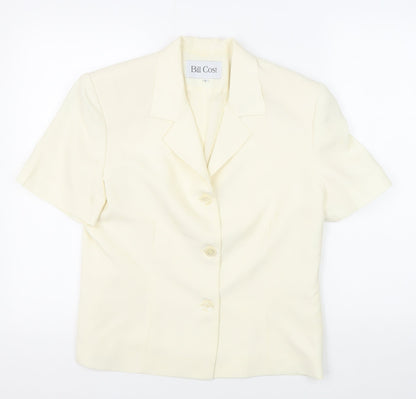 Bill Cost Womens Ivory Blazer Large Short Sleeve Notch Single-Breasted