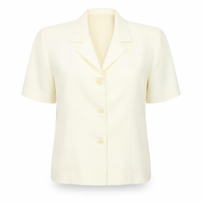 Bill Cost Womens Ivory Blazer Large Short Sleeve Notch Single-Breasted
