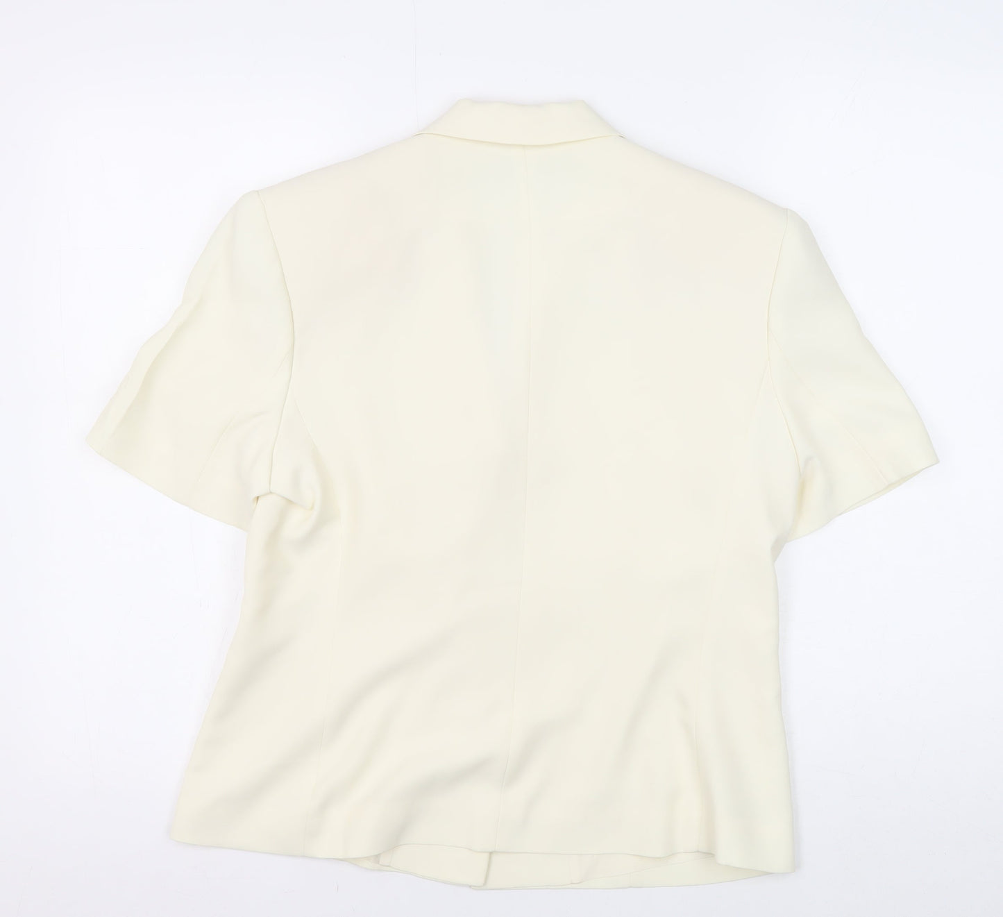 Bill Cost Womens Ivory Blazer Large Short Sleeve Notch Single-Breasted