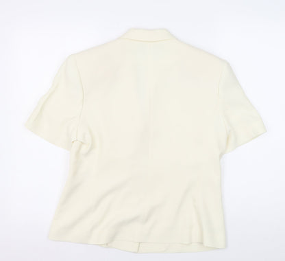 Bill Cost Womens Ivory Blazer Large Short Sleeve Notch Single-Breasted
