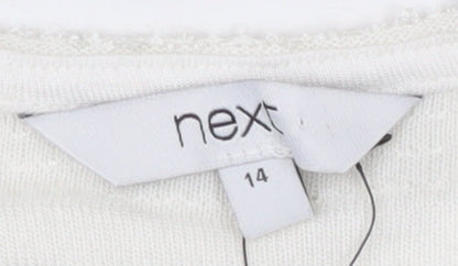 Next Women's White Striped Knit T-Shirt Size 14