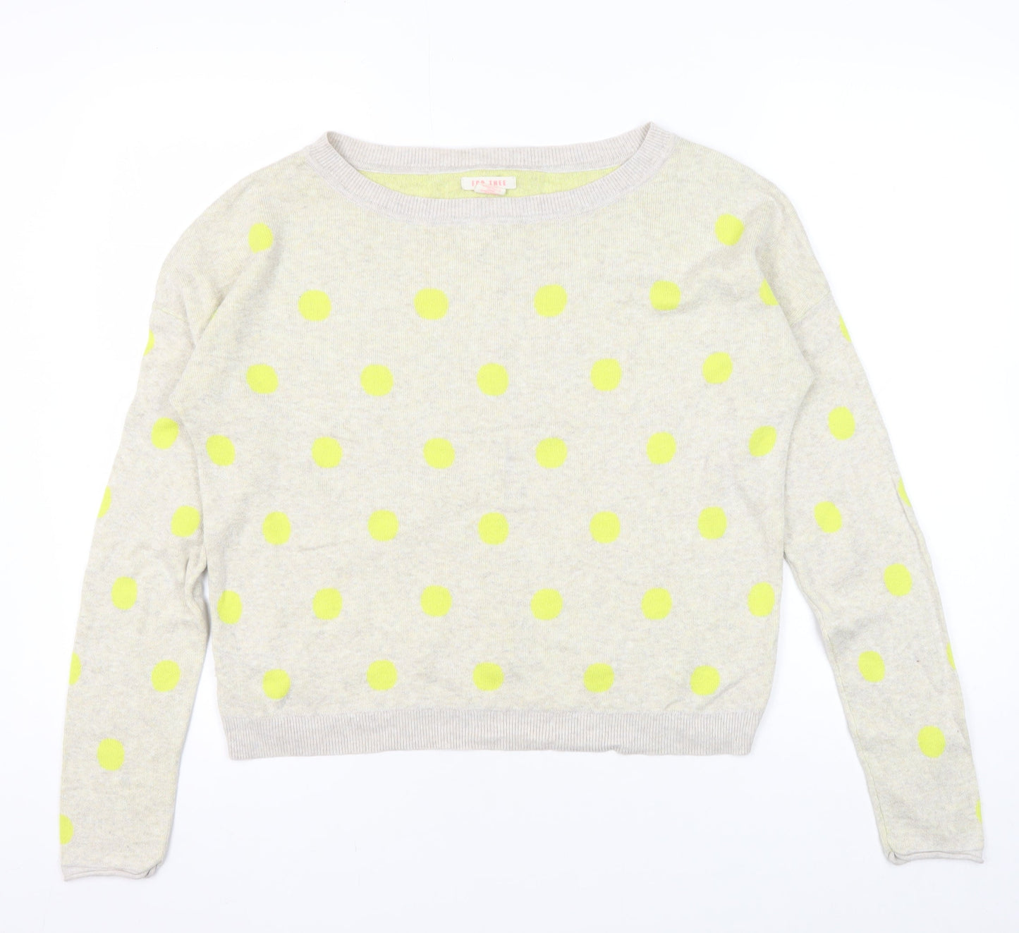 FOR THEE Women's Beige L Polka Dot Pullover Jumper