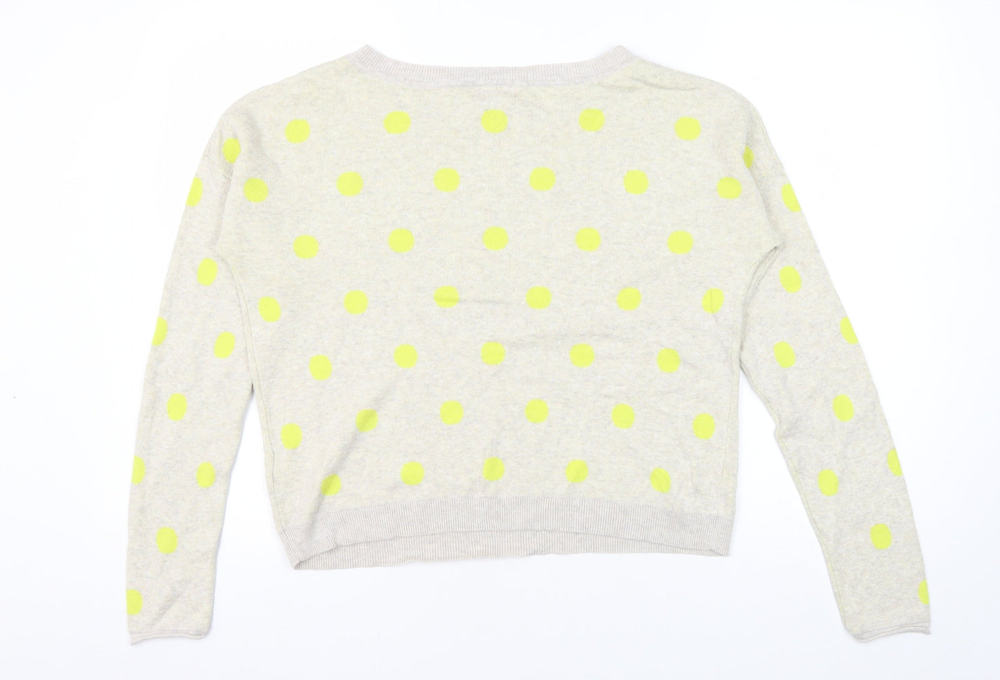 FOR THEE Women's Beige L Polka Dot Pullover Jumper