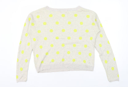 FOR THEE Women's Beige L Polka Dot Pullover Jumper
