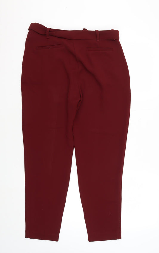 Womens UK Size 10 NEXT Regular Fit Workwear Casual Red Trousers