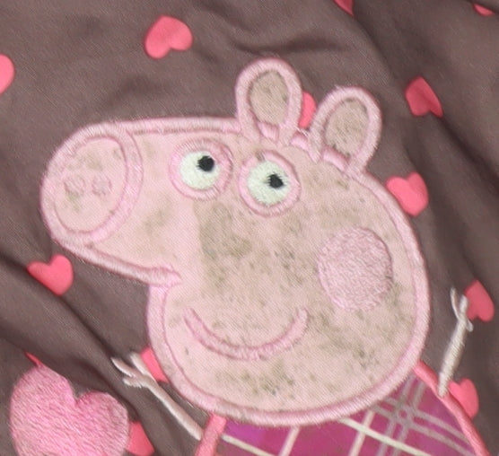 Peppa Pig Girls Brown Puffer Jacket, Hooded, Age 3-4 Years