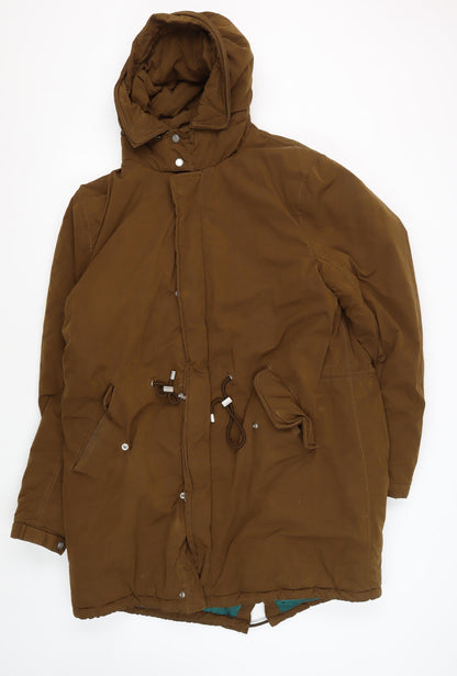 Zara Man Brown XL Hooded Parka Jacket for Men