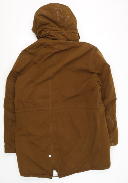 Zara Man Brown XL Hooded Parka Jacket for Men