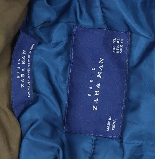 Zara Man Brown XL Hooded Parka Jacket for Men