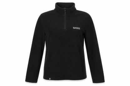 Front view of Regatta unisex black fleece 1/4 zip sweatshirt
