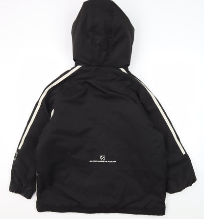 Star&Dot Boys Black Hooded Parka Jacket - 11 Years