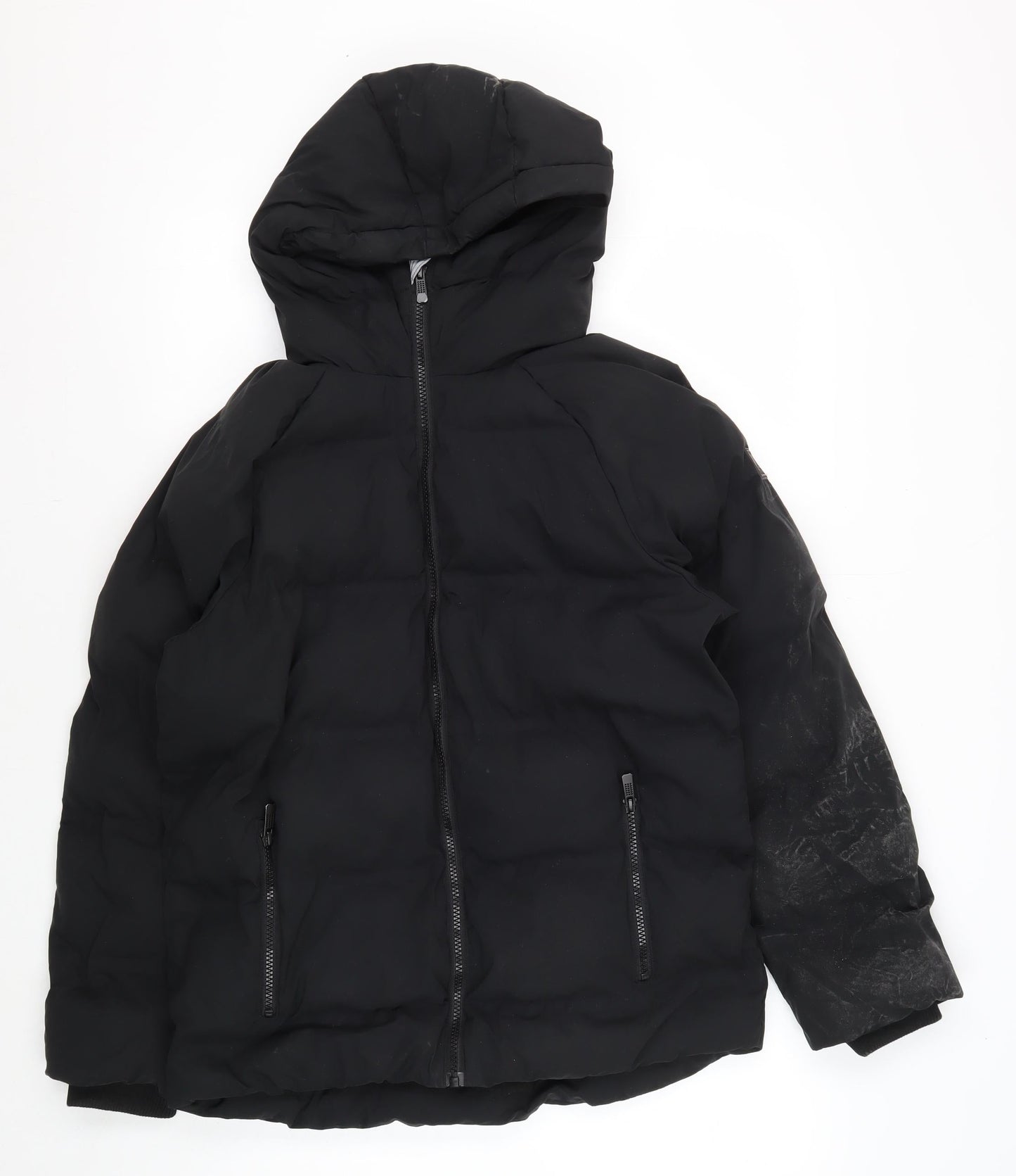 Next Boys Black Puffer Jacket 12 Years Hooded Zip Winter