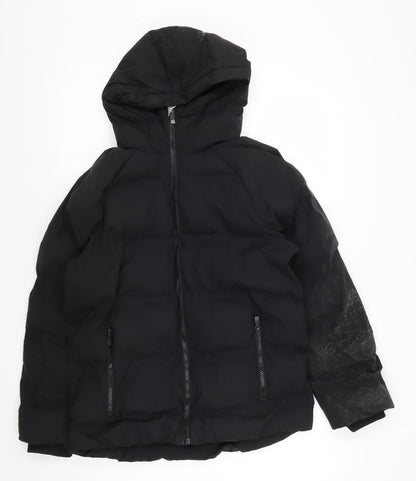 Next Boys Black Puffer Jacket 12 Years Hooded Zip Winter