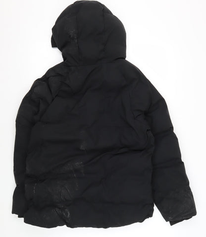 Next Boys Black Puffer Jacket 12 Years Hooded Zip Winter