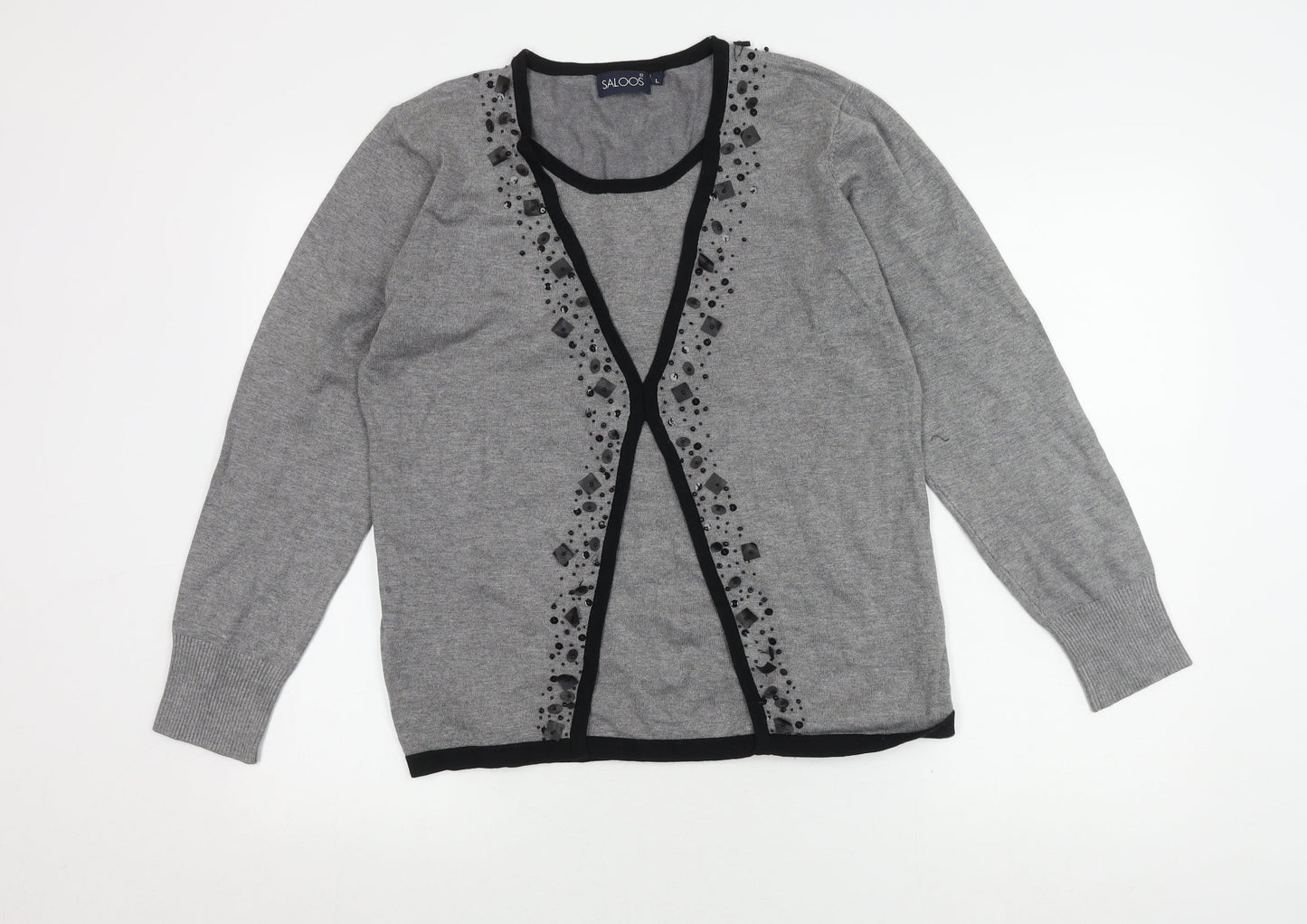 Womens UK Size L Saloos Grey Cardigan Jumper