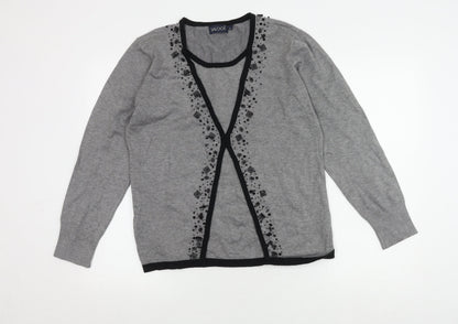 Womens UK Size L Saloos Grey Cardigan Jumper