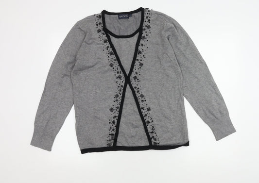 Womens UK Size L Saloos Grey Cardigan Jumper