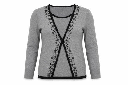 Womens UK Size L Saloos Grey Cardigan Jumper