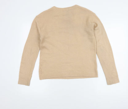 Womens UK Size S Brave Soul Beige Pullover Jumper