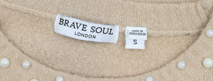 Womens UK Size S Brave Soul Beige Pullover Jumper