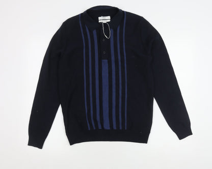 Marks and Spencer Men's Blue Striped Pullover Jumper S