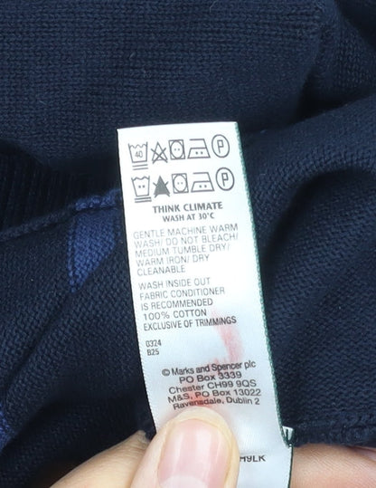 Marks and Spencer Men's Blue Striped Pullover Jumper S