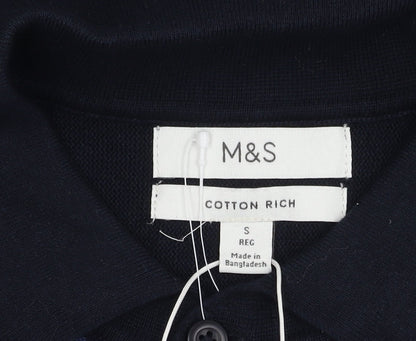 Marks and Spencer Men's Blue Striped Pullover Jumper S