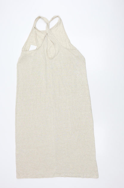 H&M Women's Beige Halter Slip Dress, Size 14