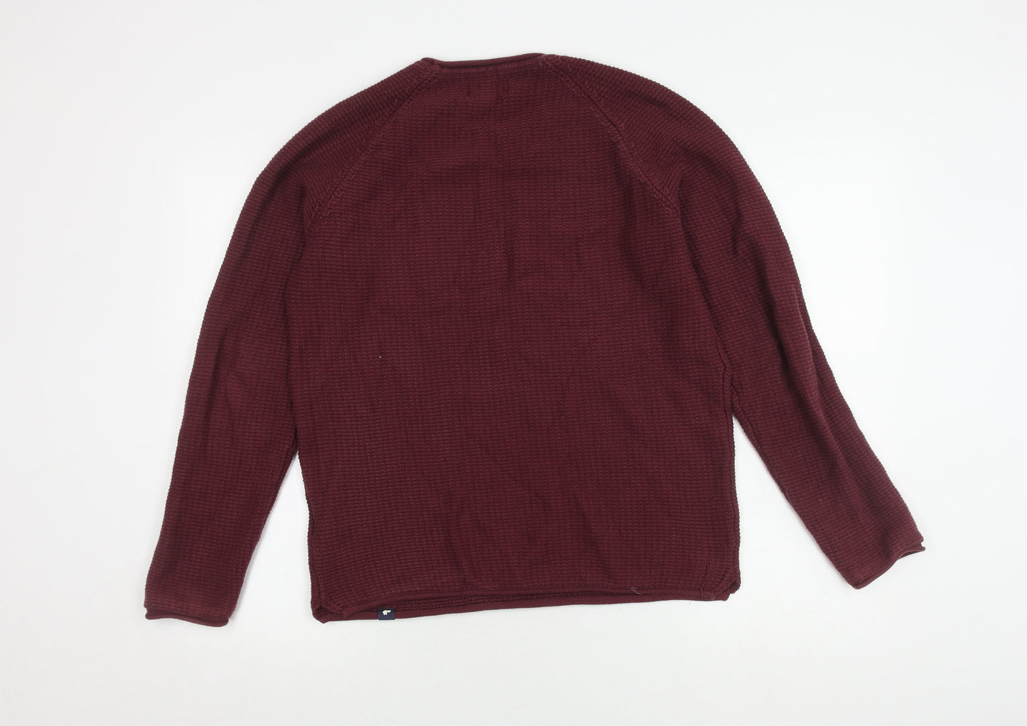 Jack & Jones Men's Red Waffle-Knit Pullover Jumper M