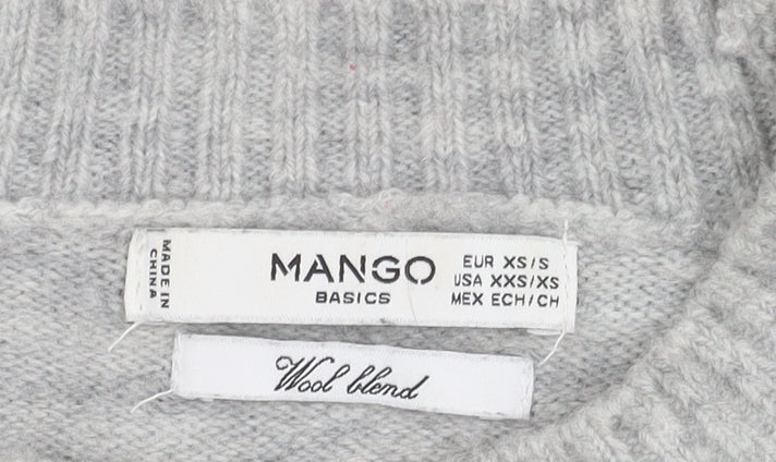 Womens UK Size XS Mango Grey Pullover Jumper