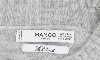 Womens UK Size XS Mango Grey Pullover Jumper