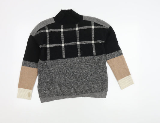 Jigsaw Women's Wool Pullover Jumper XS Check Roll Neck