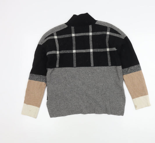 Jigsaw Women's Wool Pullover Jumper XS Check Roll Neck