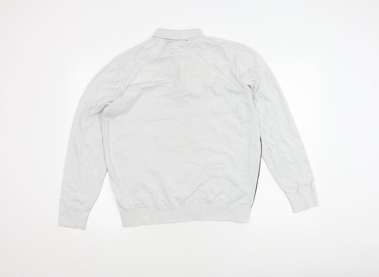 Marks and Spencer Men's Blue Striped Polo Large