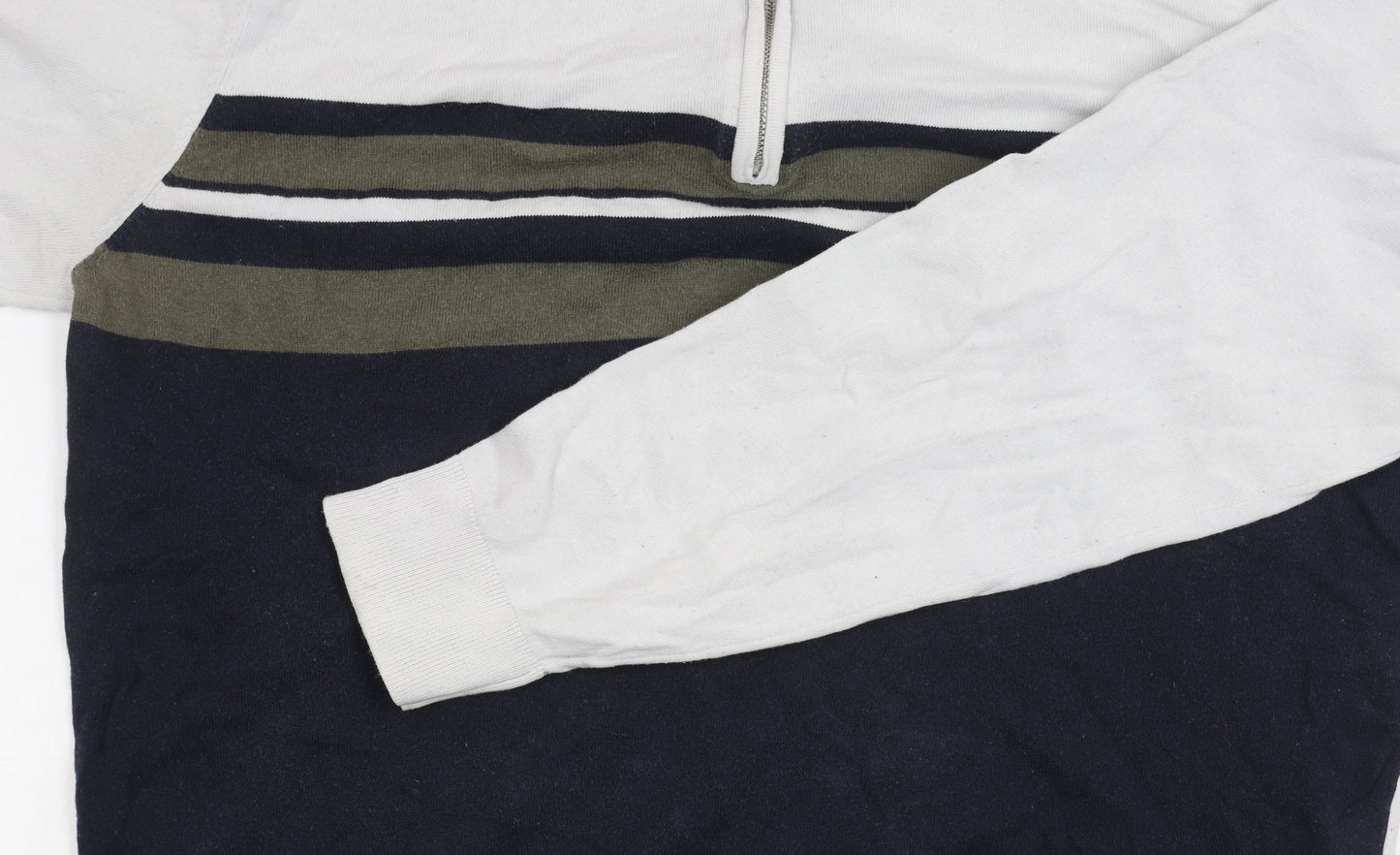 Marks and Spencer Men's Blue Striped Polo Large