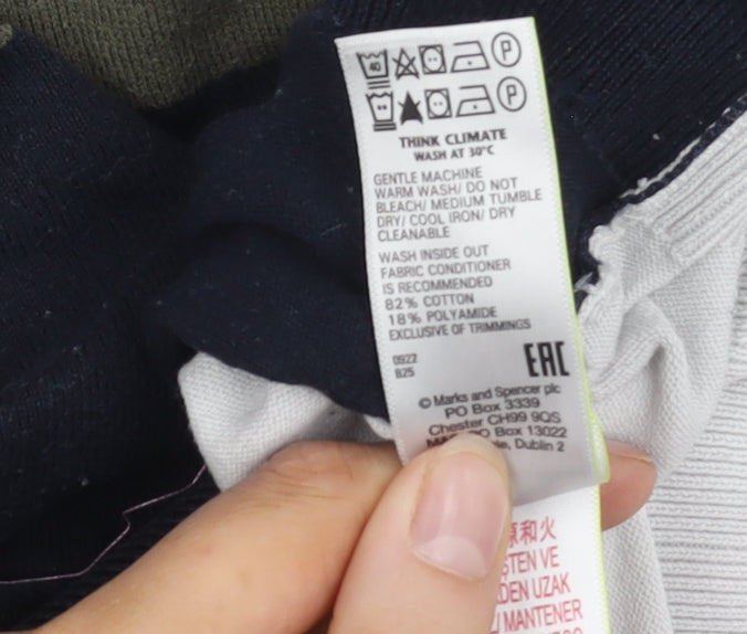 Marks and Spencer Men's Blue Striped Polo Large