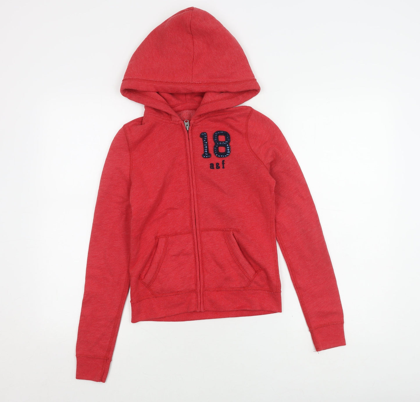 Abercrombie Girls Red Hoodie M Full Zip Graphic
