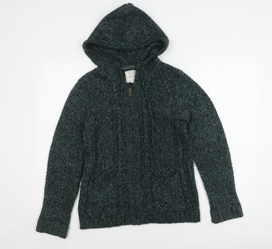 Fat Face Women's Green Knit Hooded Jacket Size 10