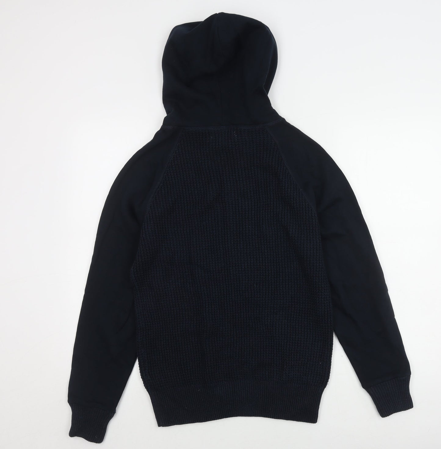Next Men's Black S Pullover Hoodie Waffle-Knit Jumper
