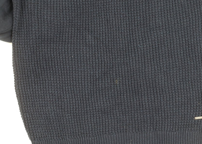 Next Men's Black S Pullover Hoodie Waffle-Knit Jumper