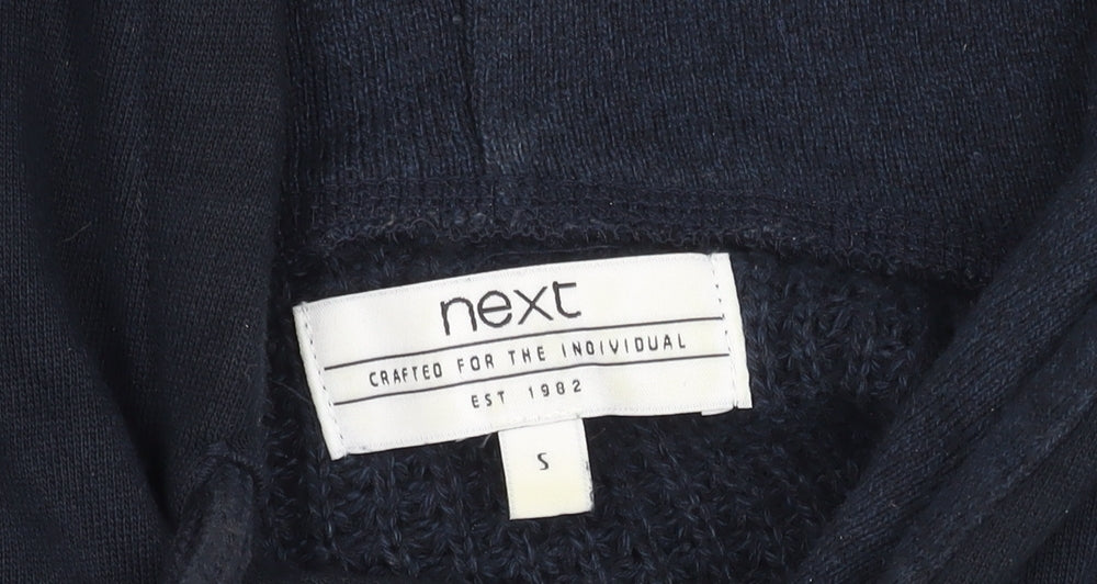 Next Men's Black S Pullover Hoodie Waffle-Knit Jumper