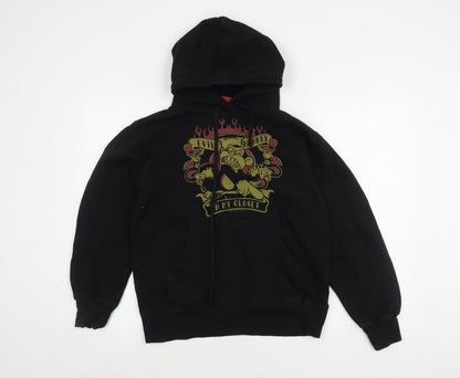 Bravado Black Cartoon Hoodie, Small, Unisex Pullover
