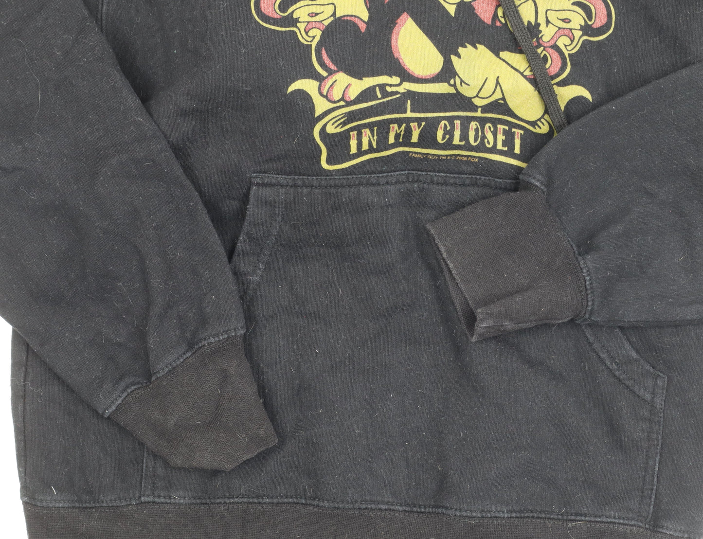 Bravado Black Cartoon Hoodie, Small, Unisex Pullover