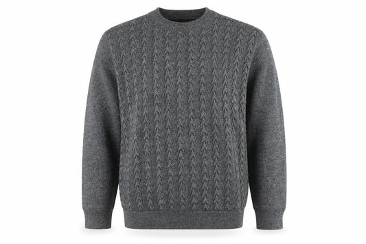 JINHAOLAI Grey Cable-Knit Pullover Jumper, L, Men's Casual